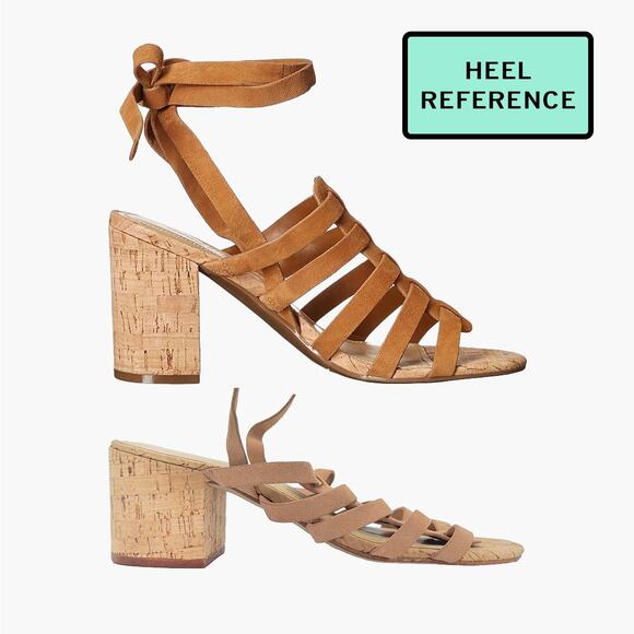 MARC FISHER "Riza" Leather Fisherman Cork Heel Ankle Wrap Sandals (Blush | 9M) - Picture 6 of 10